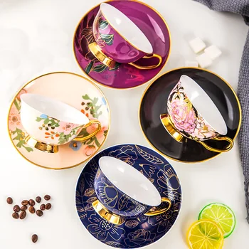 

European Style Bone China Coffee Cup Set British Small Luxury Ceramic Black Tea Cup Home Light Luxury Elegant Afternoon Tea Set