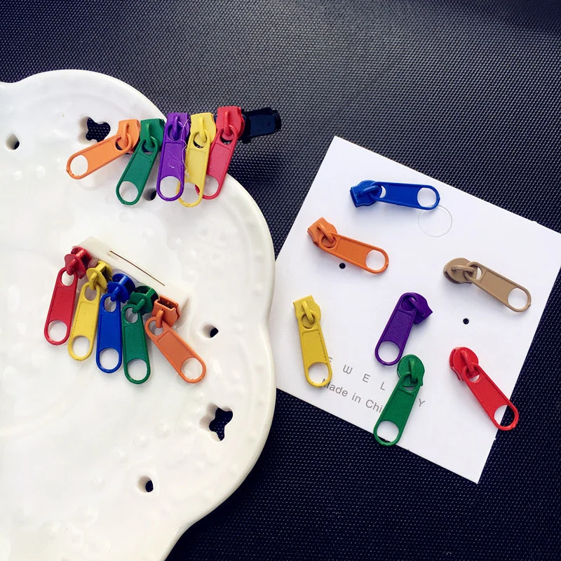 Новые модные летние цветные серьги-гвоздики с застежкой-молнией, ювелирные изделия для ушей, вечерние аксессуары, 1 пара