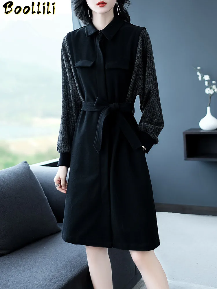 

Boollili Spring Autumn Dress 2020 Ladies Dresses Vintage Office Black Dress for Women Elegant Bandage Dress Vestidos Robe Femme