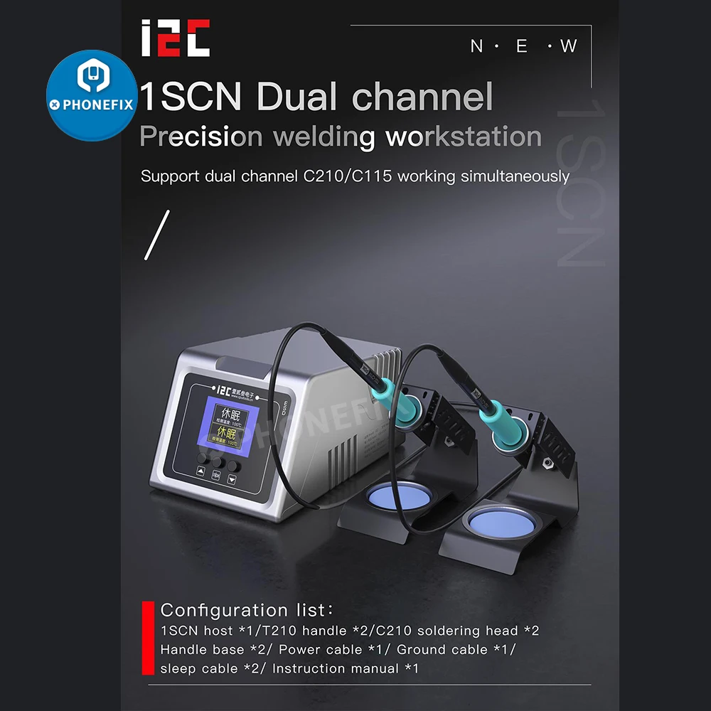 hot air rework station i2C 1SCN Intelligent Double Welding Station With C210/C115 Soldering Handle Electric Soldering Iron Station for Phone PCB Repair gas welding equipment