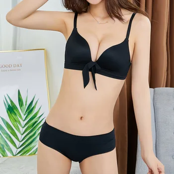 

Sexy Women Lingerie Push up Bra Set Bow Underwire Padded Bralette Bras For Women Underwear And Panty Set Size 30-38 AA A B C Cup
