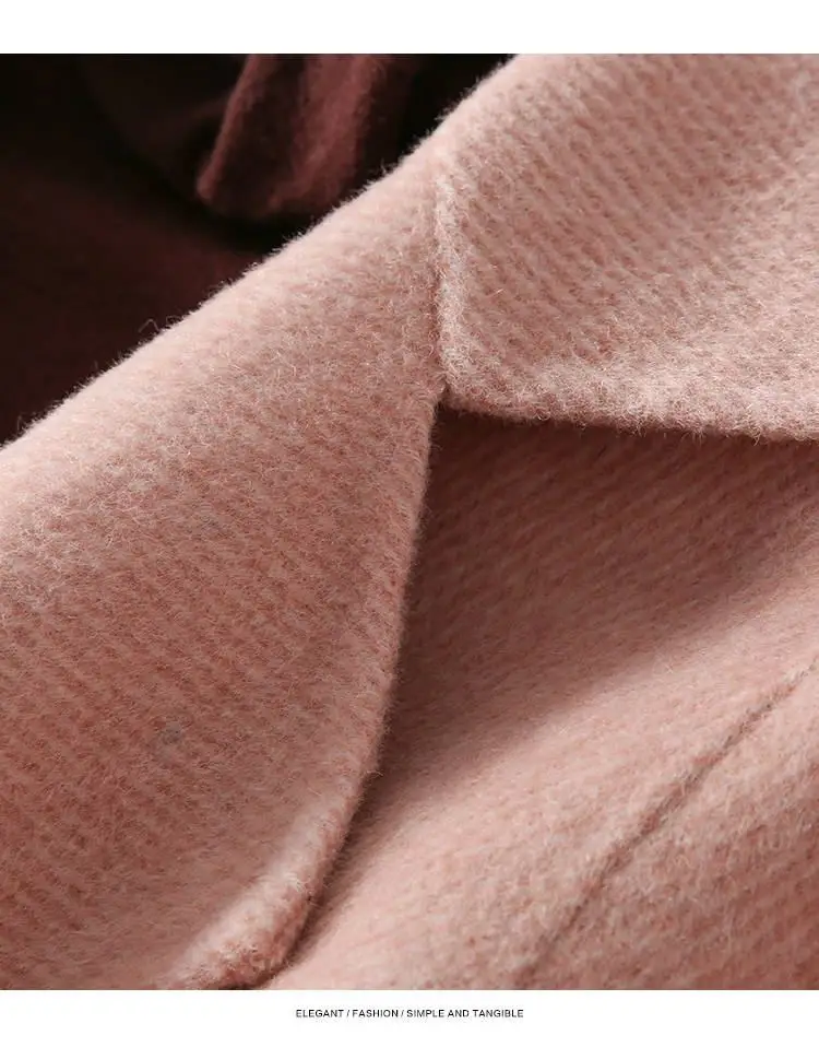 Women Autumn Winter Long Double-Sided Cashmere Wool Jacket Female Solid Casual Warm Woolen Coat Casaco Feminino T144