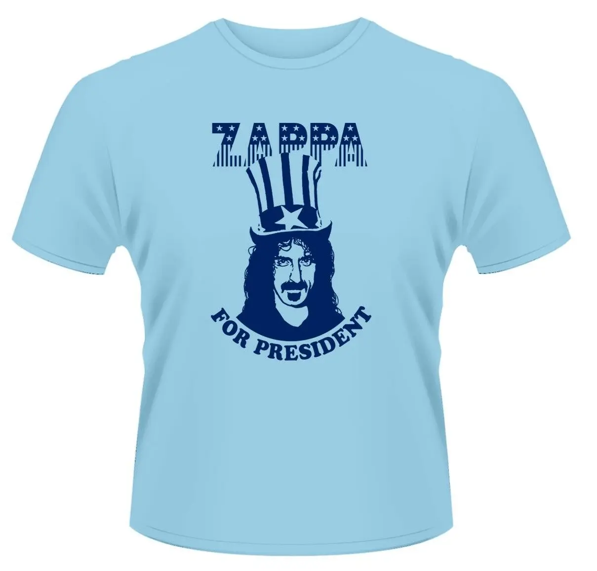 T-Shirt Frank Zappa 'Zappa For Presidente '(Blu)-Nuova E Ufficiale! Maglietta Casual Per Adulti