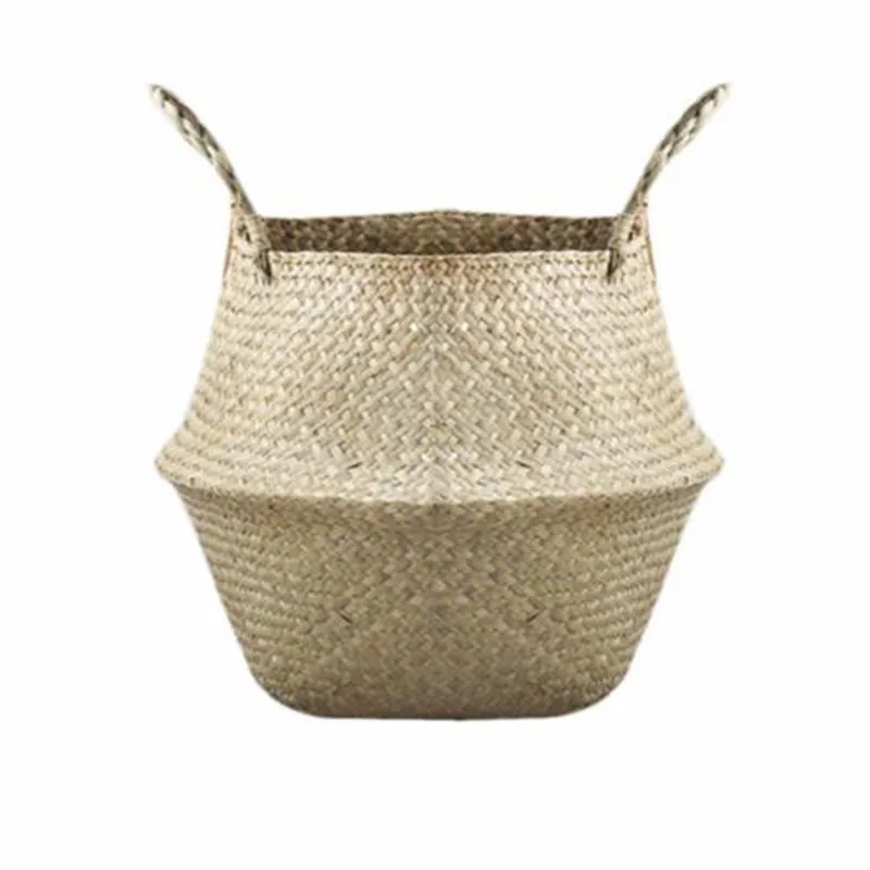 

Storage Basket Rattan Straw Basket Wicker Folding Flower Pot Seagrasss Flower Baskets Garden Planter pot de fleur suspendu