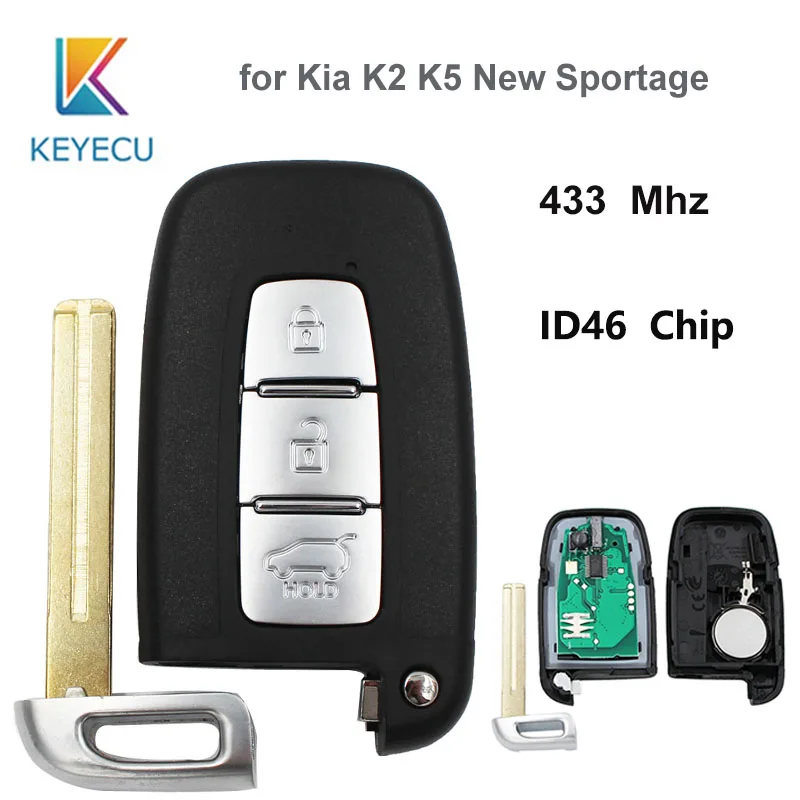 KEYECU умный дистанционный ключ брелок 3 кнопки 433 МГц с чипом ID46 для Kia K2 K5 Sportage
