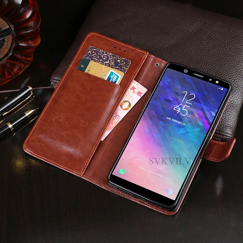 Роскошный кожаный чехол-книжка A8 (2018) для Samsung Galaxy 2018 Duos A530F + чехол-бумажник мягкий