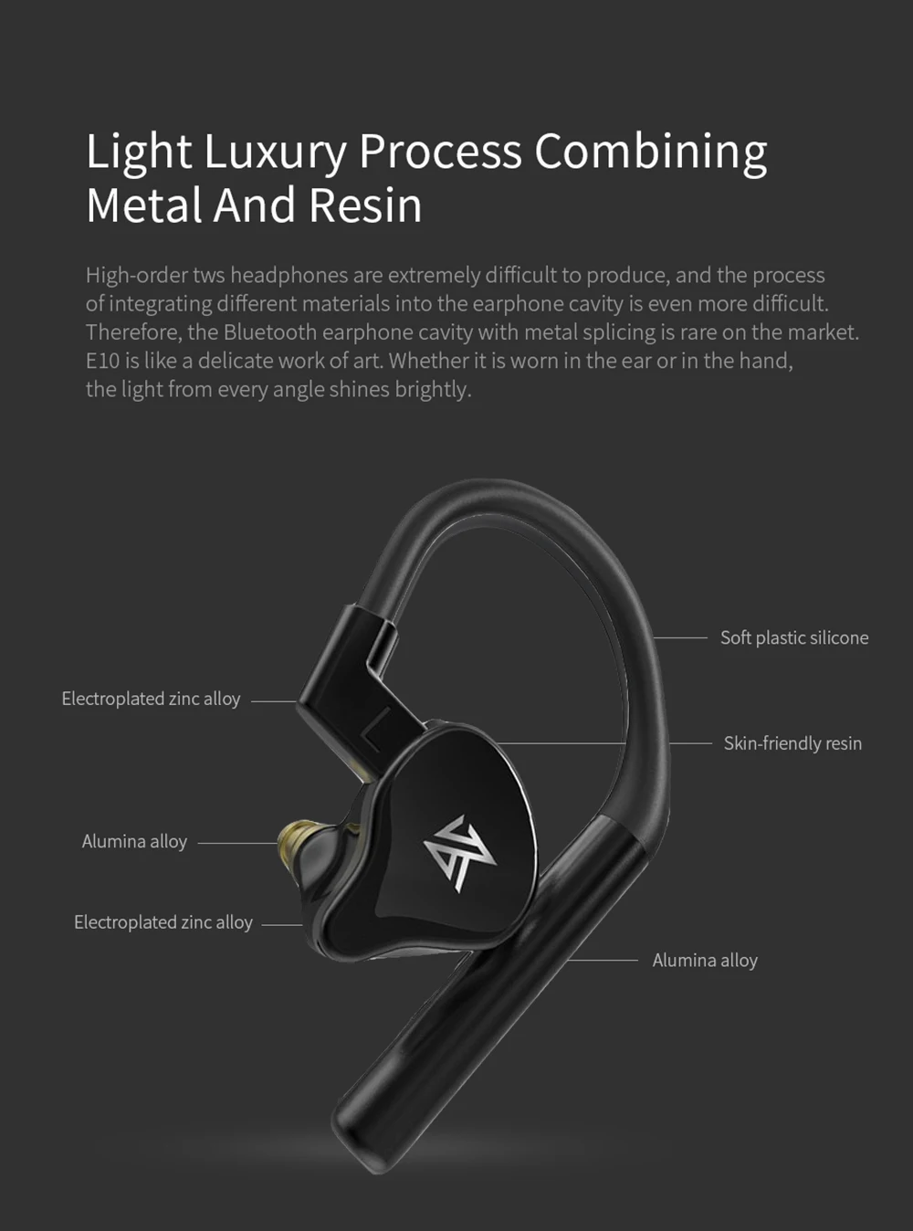 Оригинальные KZ E10 1DD+ 4BA гибридные настоящие беспроводные наушники AptX Bluetooth 5,0 наушники Bluetooth беспроводные наушники для бега