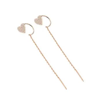 

New Product Sterling Silver Full Diamond Love Ear Line Female Korean Style Fashion Light Luxury Long Ear Line Temperament Person