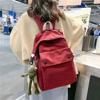 

Nylon Women Backpack Large Capacity Waterproof Female Travel Backpack Student Schoolbag Multi-Pocket Solid Color Bookbag