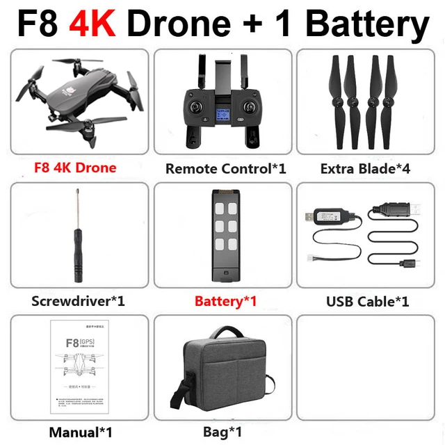 F8 gps Дрон с камерой 4K 1080P HD двухосевой антивибрационный самостабилизирующийся шарнир RC Дрон wifi FPV складной Квадрокоптер бесщеточный - Цвет: 4K 1Battery Bag