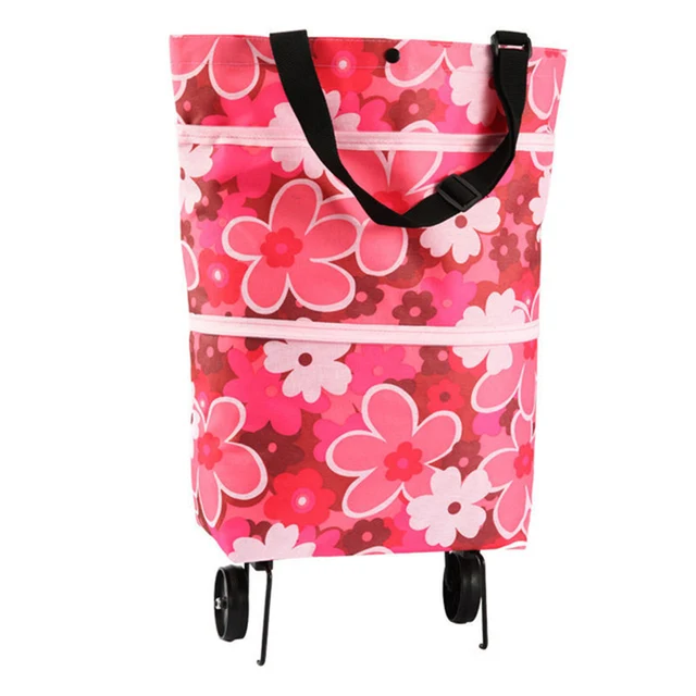 Folding Storage Bag High Capacity Shopping Food Organizer Trolley Bag On Wheels Bags Portable Shopping Bags Buy Vegetables Bags Red B