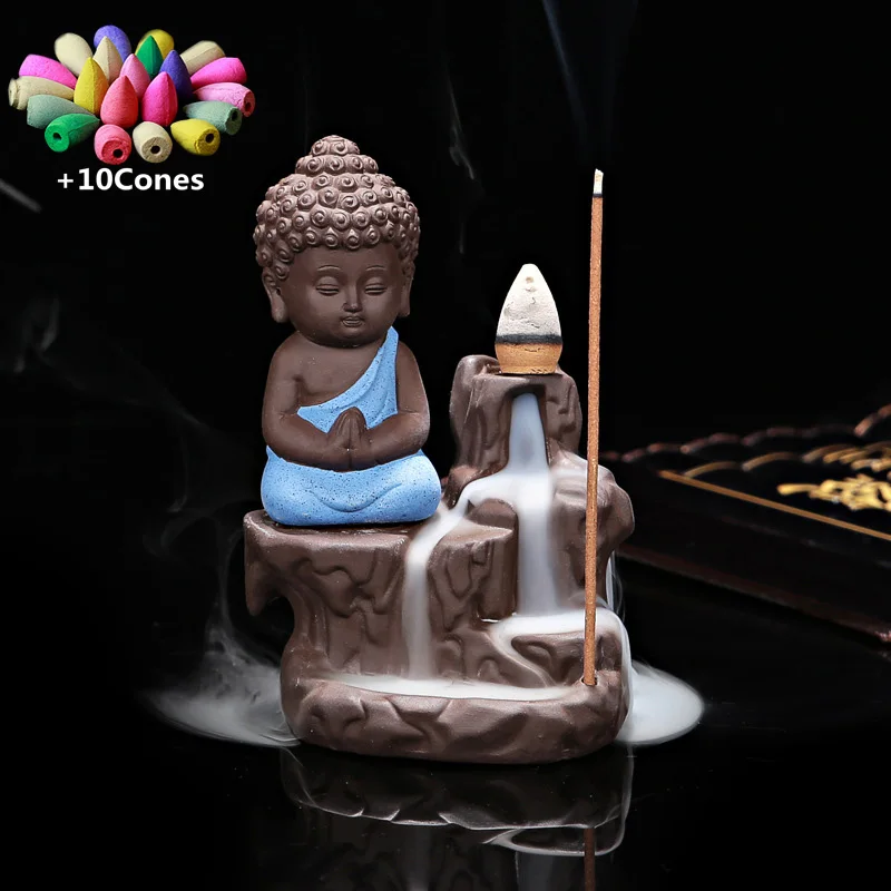 The Little Monk Censer Creative Home Decor Small Buddha Incense Holder Backflow 