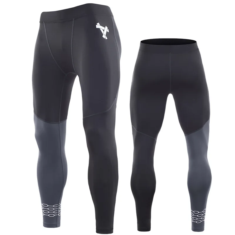 High Quality GYM Compression Pants Men Running Tights Quick-drying Skinny Trouser GYM Fitness Sport Leggings Yoga Men Sportswear - Цвет: 1852 Gray