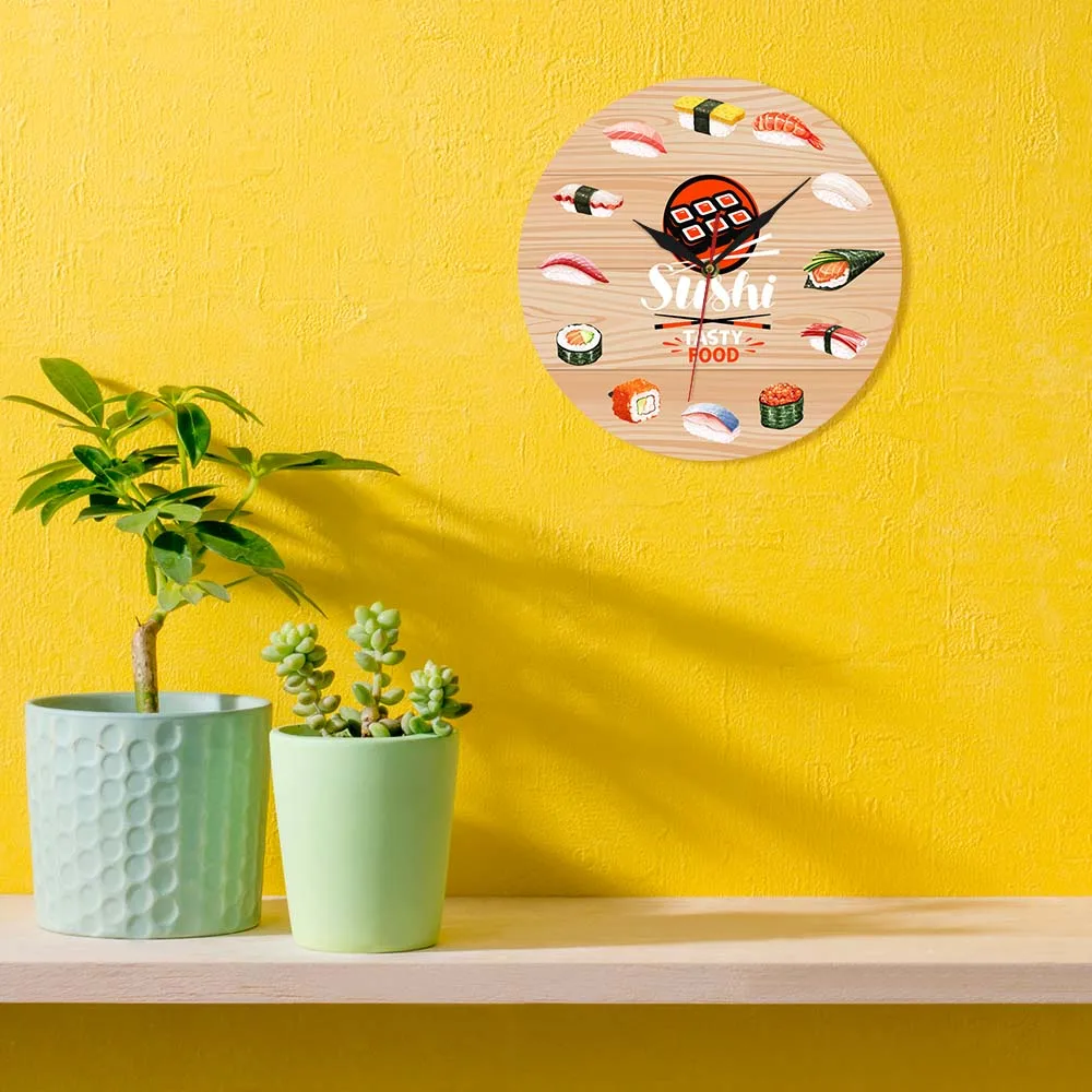 Японская кухня суши вкусная еда настенные часы картины на стену кухни Декоративные минималистичные настенные часы подарок для еды ies Ресторан шеф-повара