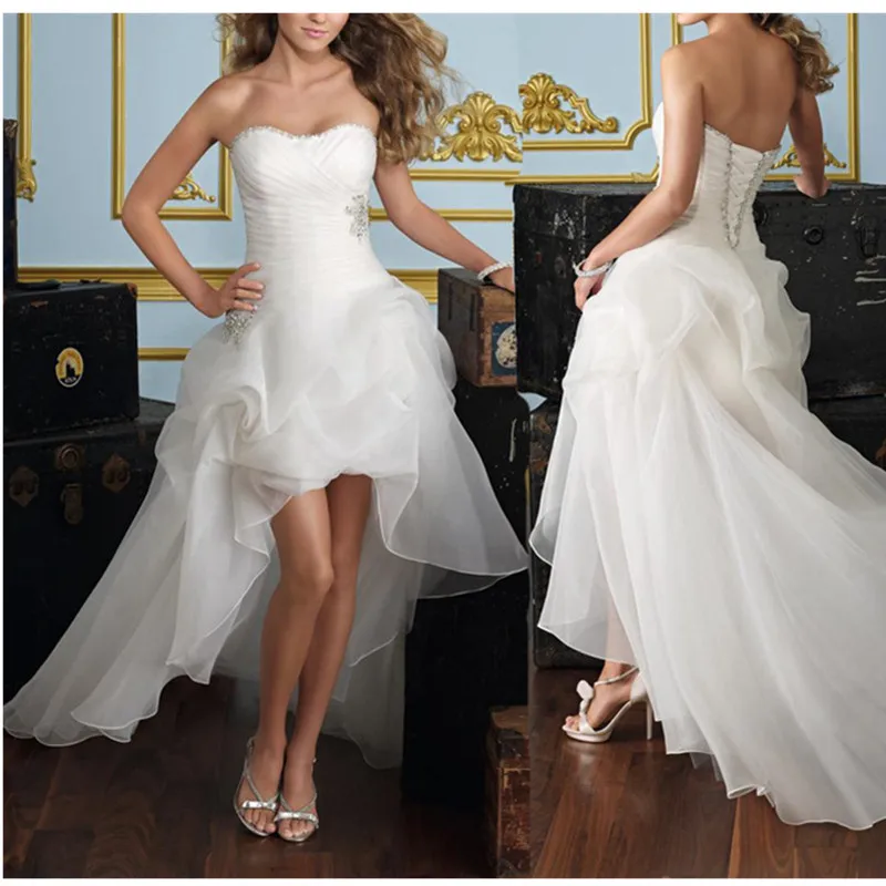 Vestido De Noiva Hi-low тюль для платья невесты свадебное платье на шнуровке сзади Свадебное платье es - Цвет: as picture color