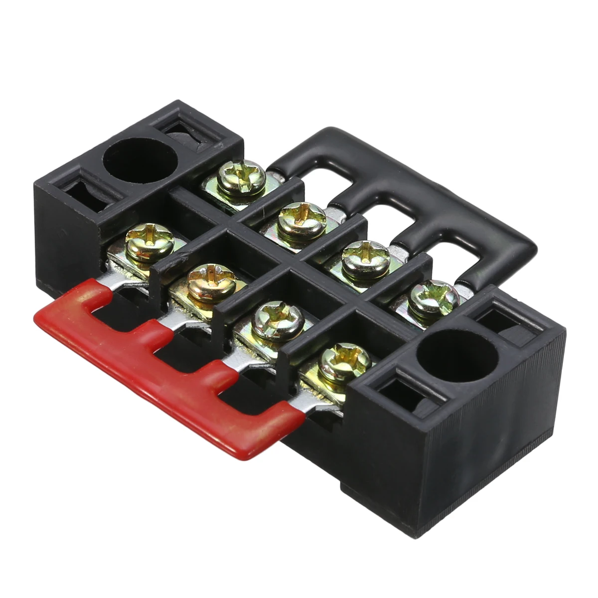 600V 15A 4P Double Row Wire Barrier Terminal Block With 2 Connector Strips For Home Wire Electronic Circuit 55x21x17mm