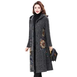 2022 inverno novo casaco de lã feminino com capuz tamanho grande solto temperamento moda estilo ocidental meados de comprimento high end casaco a841