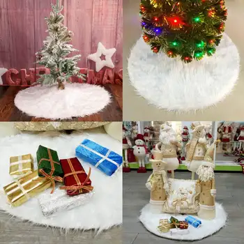 

90cm White Plush Christmas Tree Fur Carpet Merry Christmas Decorations for Home Natal Tree Skirts New Year Decoration