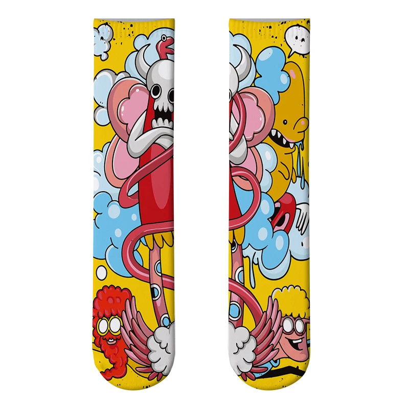 Nieuwe Stijl Anime Cartoon Vrouwen Kleurrijke Sokken Sport Fietsen Hip Hop Straat Elastische Kalf Sokken Katoen Zachte Unisex Knie Sokken