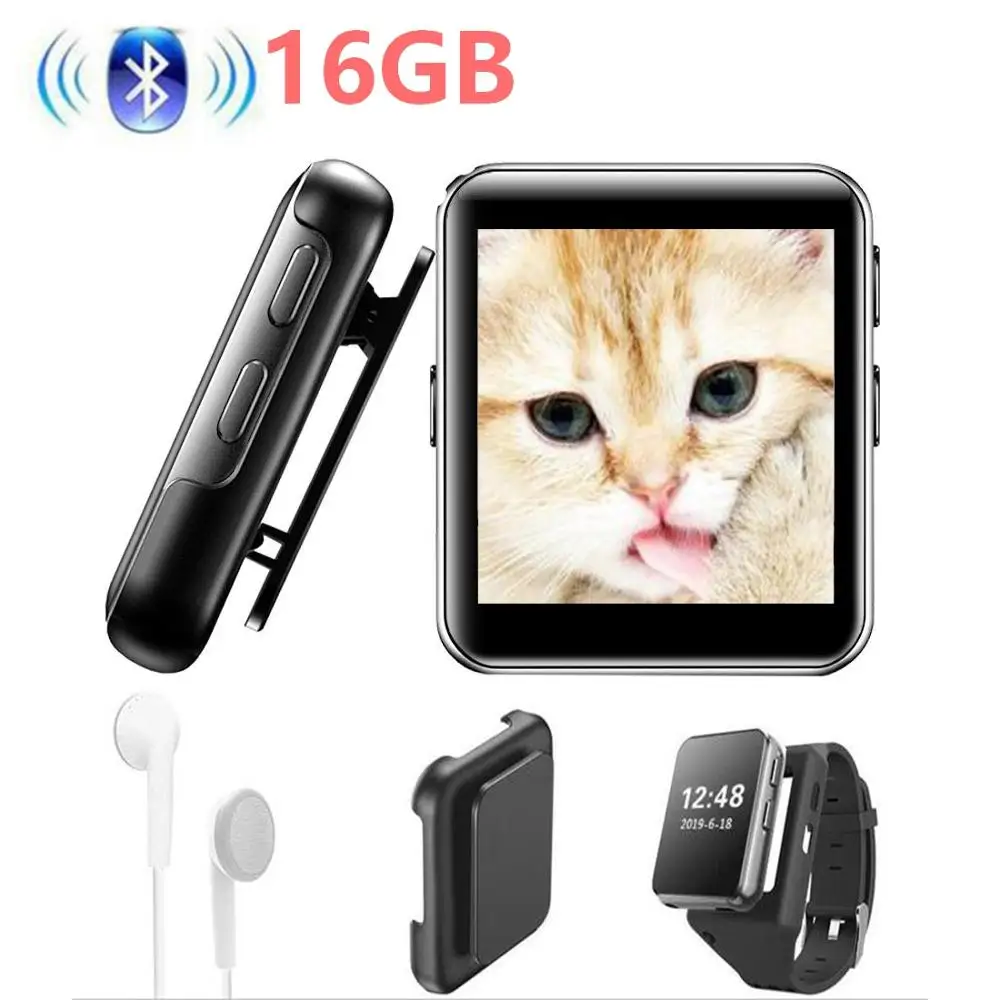 Mp3 плеер с мини клипсой Bluetooth 4 2 музыкальный mp3 сенсорным полноэкранным экраном fm