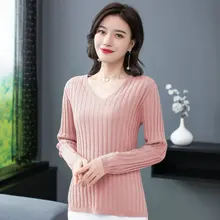 ^#Cheap Woman Woolen Sweater Pure Colour Warm Soft Sheep Cashmere Wool Knitted Tops V-neck Slim Fit Pullovers Soild Essential Knitwear ^#Cheap Woman Woolen Sweater Pure Colour Warm Soft Sheep Cashmere Wool Knitted Tops V-neck Slim Fit Pullovers Soild Essential Knitwear