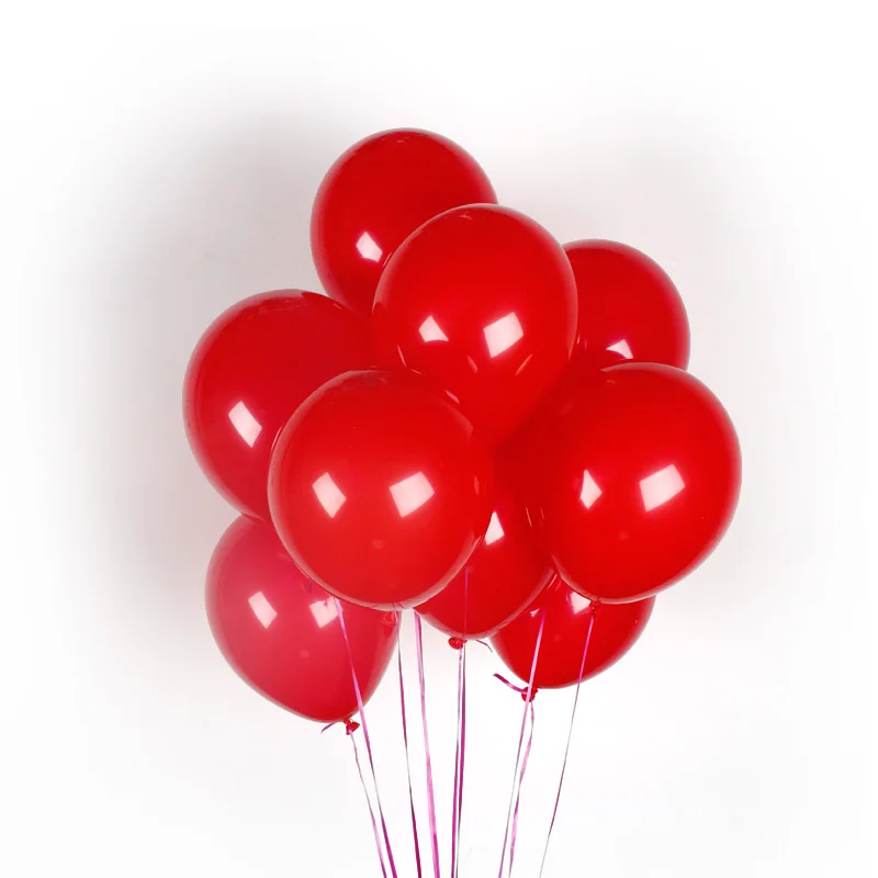 12 шт. 10 дюймов утолщение латексный шар матовый шар красный черный многоцветный воздушный шар День рождения Свадебные принадлежности - Цвет: red