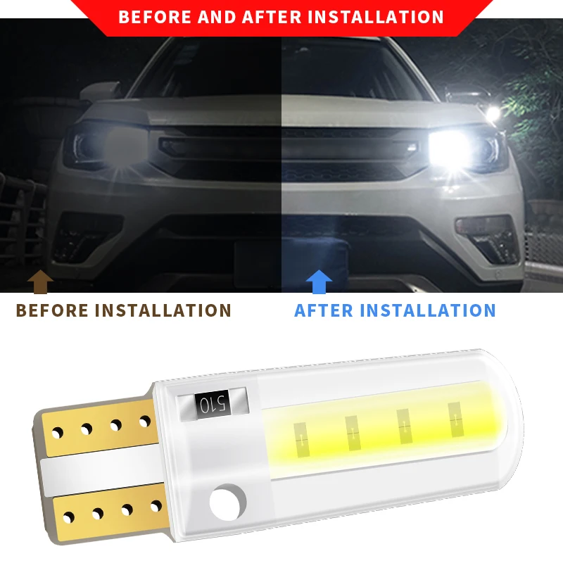 10X T10 силиконовая оболочка COB Led Автомобильная Лампа W5W 192 168 силикагель авто лампы указателя поворота разрешение на парковку пластины лампы 12 В автомобиль Стайлинг