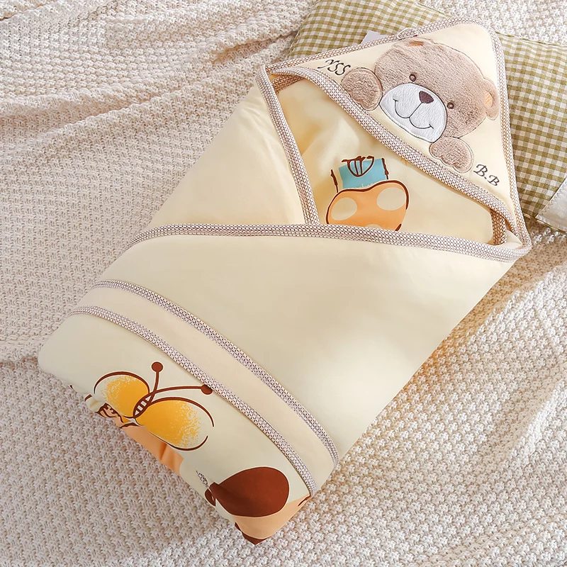 Yellow Bear 98x98cm Herbabe/детские одеяла, съемные пеленальные хлопковые одеяла для новорожденных девочек и мальчиков, теплые спальные мешки для зимы и осени - Цвет: Yellow Bear 98x98cm