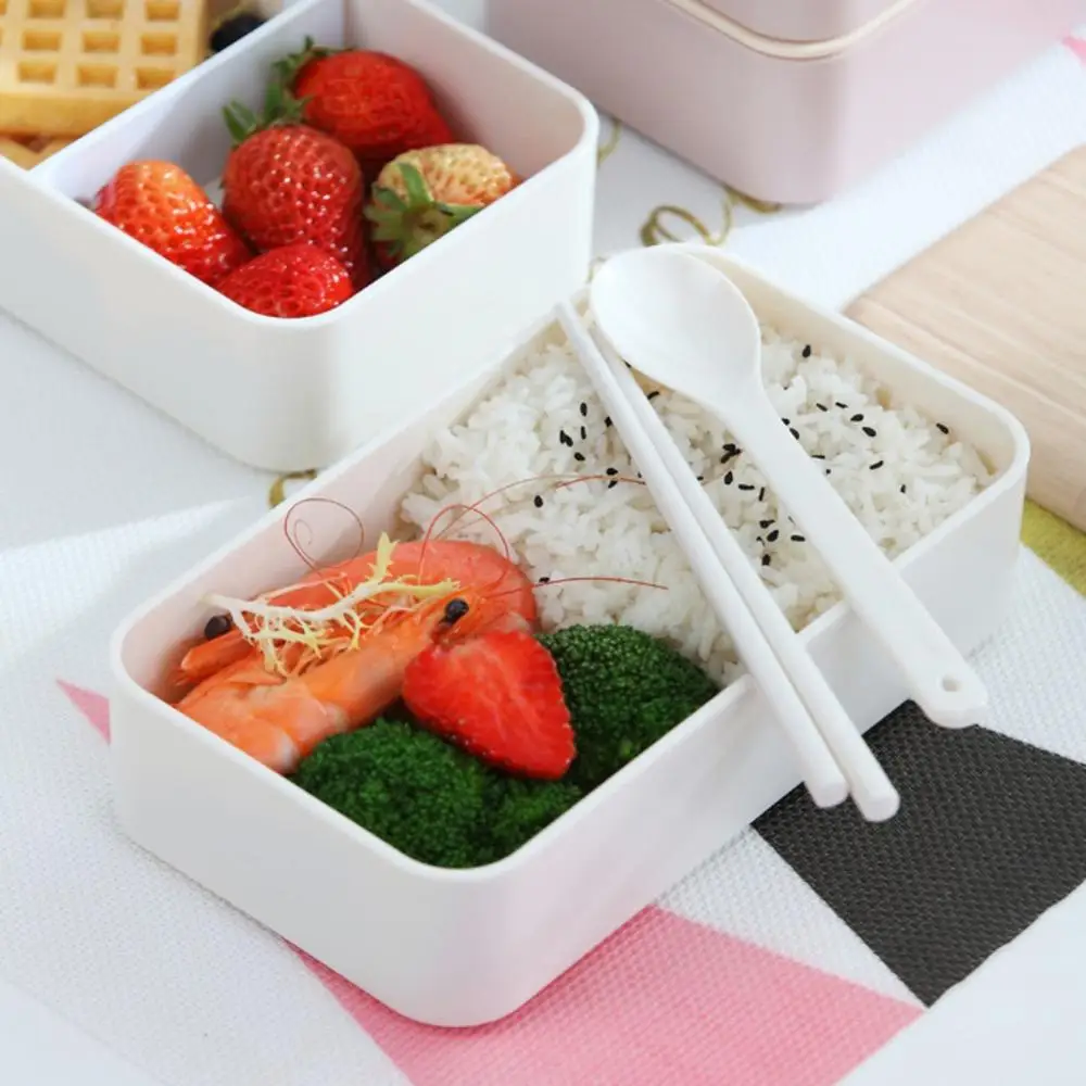 Стиль Студенческая коробка для завтрака Двойной Портативный Bento Box Кемпинг пикника контейнер для хранения еды 18,5*10,5*10 см