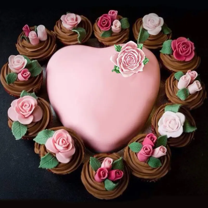 OOTDTY 21 Cavity Roses Collection Fondant Candy Silicone Mold for Sugarcraft Cake Deco
