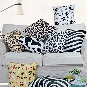 

Soft Sofa Cushion Cover Leopard Cow Zebra DogFoot Throw Pillow Cover 40X40/45X45/50X50/55X55/60X60/65X65/70X70 Decor Pillow Case