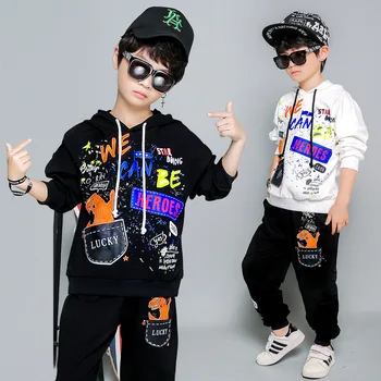 

Boys clothing Autumn Suit New Model Fashion hip hop Hat collar Sweater Boy clothes 2 set Kids Sportswear Children Clothes sets
