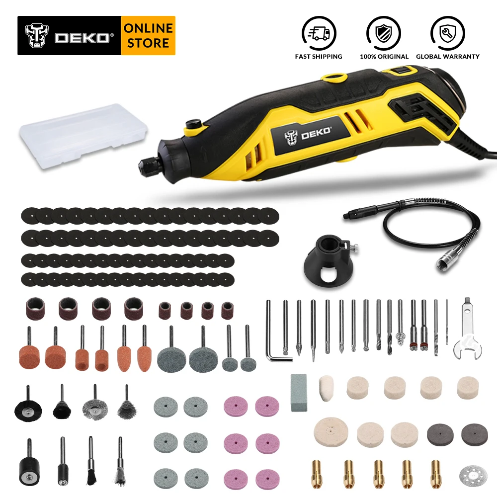 Tanie DEKO DKRT01 220V zmienna prędkość mini młynek elektryczne cięcie polerowanie wiercenie obrotowe narzędzie z akcesoriami
