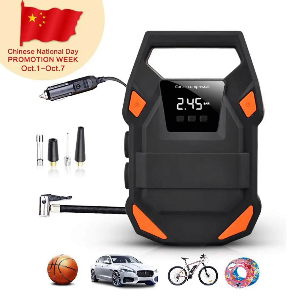 

Fineed compressor 12V 150PSI for Car Air Compressor Tire Inflator Pump Pressure Gauge For Automobiles Cars Bike Tires with sos