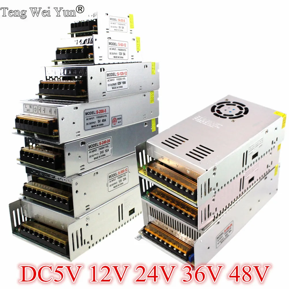 Осветительный трансформатор адаптер питания для светодиодных лент 5 В 12 24 36 48