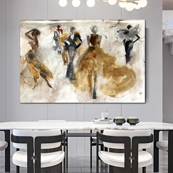 Abstract Oil Painting with Dancing People Printed on Canvas 5