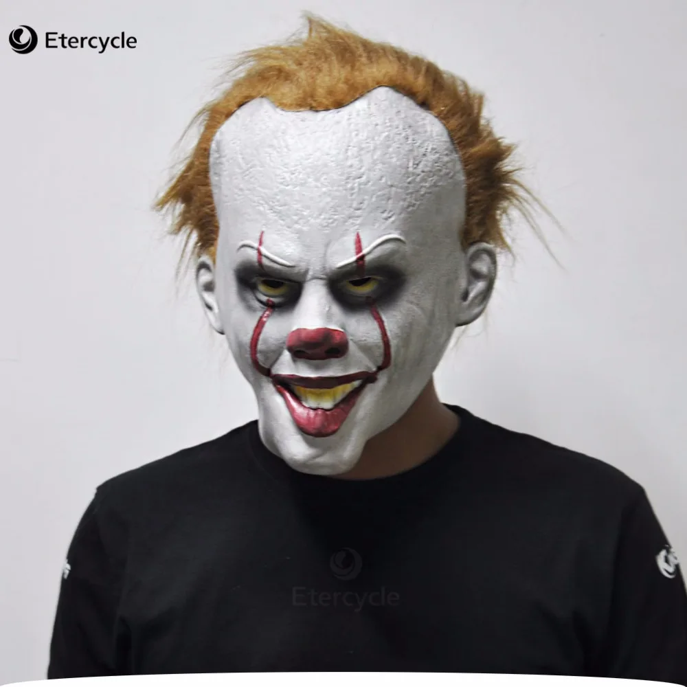 Маска клоуна Stephen King's It Pennywise Косплей Хэллоуин Ужасы шутливые маски вечерние латексный костюм реквизит