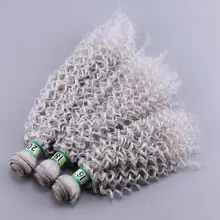 Светло-серый цвет афро кудрявые вьющиеся волосы плетение 3 шт./партия 210 Высокая температура Синтетические волосы пучок