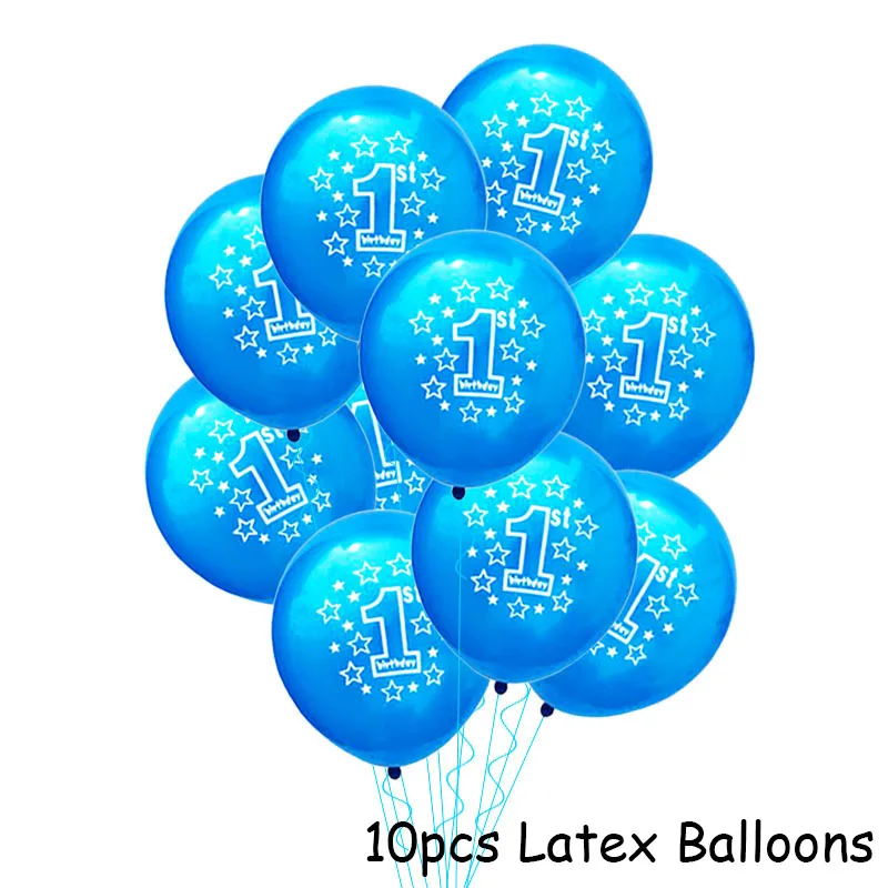 10pcs Balloons Set 1 год, воздушные шары на день рождения для малышей, украшения на день рождения, для детей 1 год, на день рождения, на 1 год, для мальчиков, Детские воздушные шары, вечерние принадлежности - Цвет: 10pcs Balloons Set