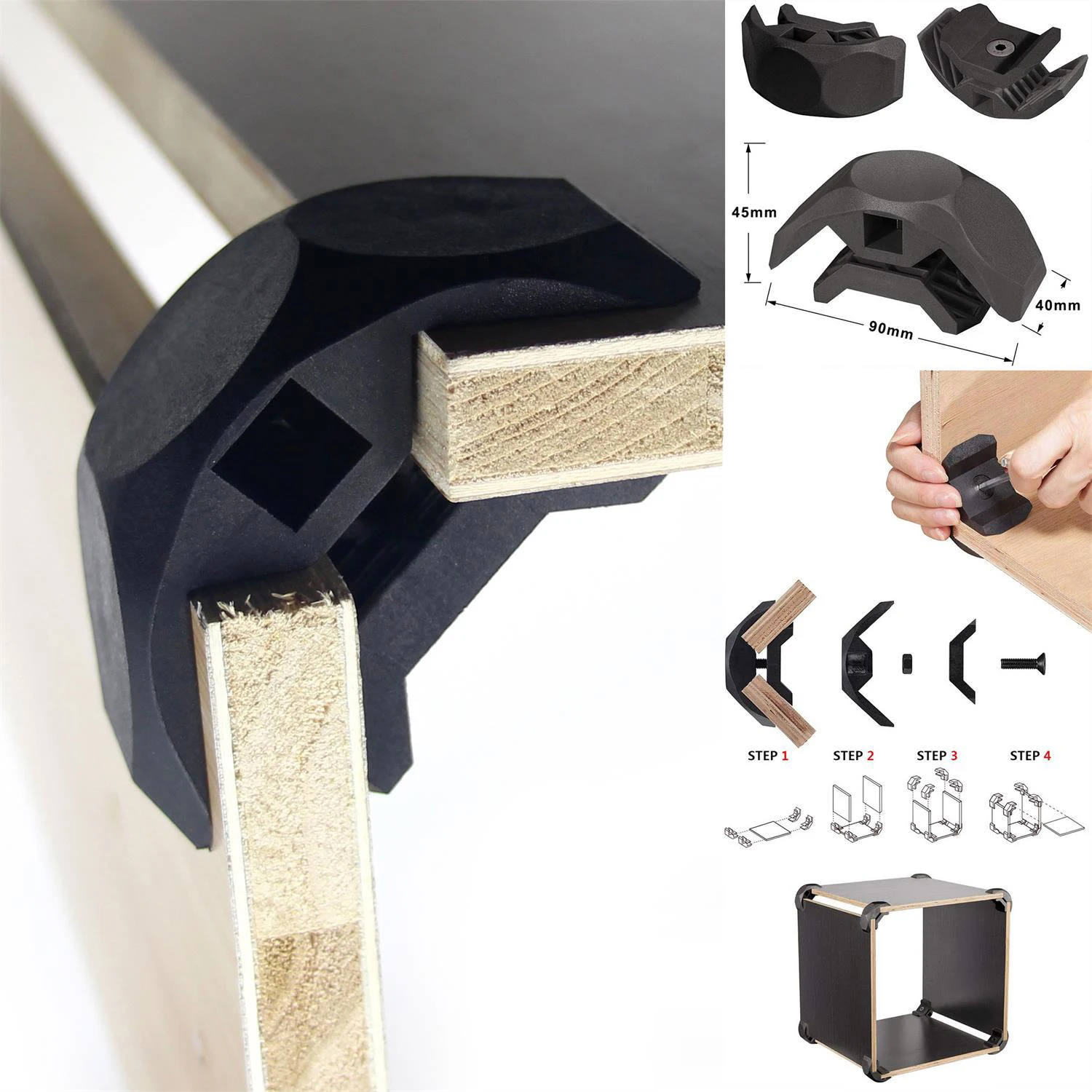 

Hot 8 PCS Black Wood Clamp Panel Connectors Right Angle Clip Set for Creative DIY Furniture Closet Storage Shelf Wood Clamp Pane