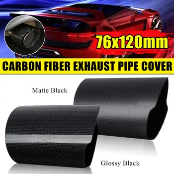 

76x120mm Universal Carbon Fiber Car Exhaust Muffler Tip Pipe Cover Shell Straight Glossy Black / Matte Black Car Styling