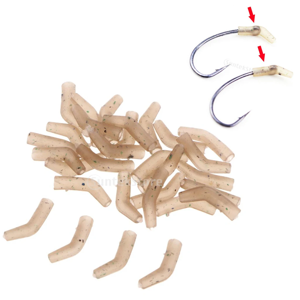 30pcs Carp Fishing Hooks Tube Hair Chod Rigs Line Aligner Sleeves Connector