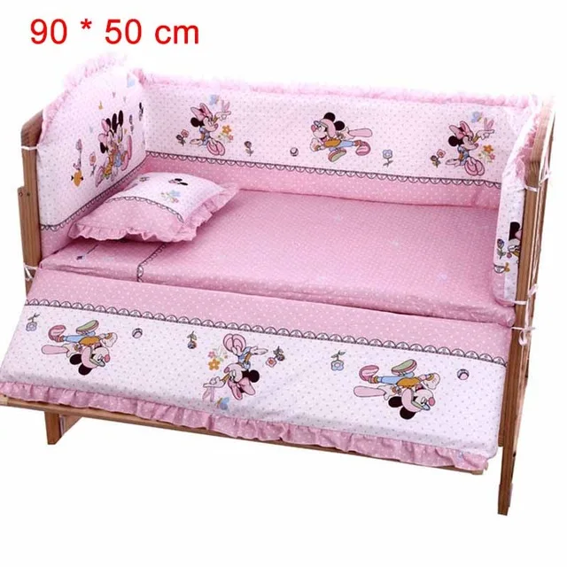 pink 01 5 шт./компл. мультфильм анимированные детская кроватка кровать бампер для новорожденных хлопковое комфортное нижнее белье, Детское покрывало для кровати детские моющиеся Постельное белье - Цвет: pink 01