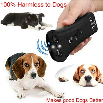 

Pet Dog Anti Barking Stop Bark Training Device Trainer LED Ultrasonic Handheld Ultrasonic Repeller