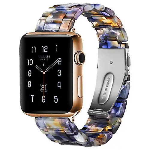 Blue water Ремешок из смолы для Apple watch 44 мм 40 мм iwatch 42 мм 38 мм Пряжка из нержавеющей стали ремешок для часов Браслет Apple watch 4 3 2 1 - Цвет ремешка: Blue water