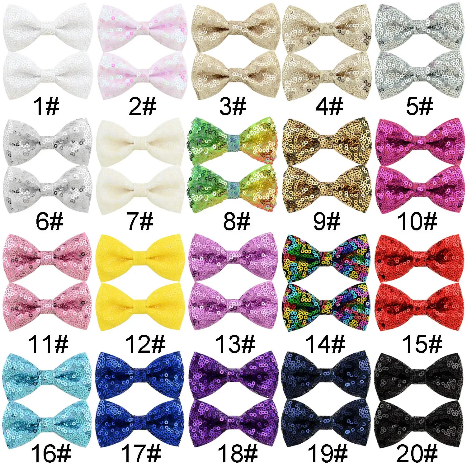 40Pcs 2.75 Inch Glitter Hair Bows for Girls Sequin Bows with Alligator Clips Hair Accessories for Baby Girls Toddlers Kids In Pa