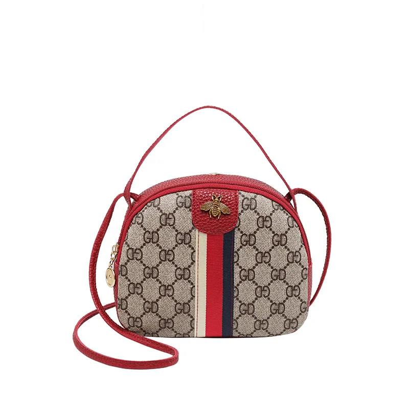 

Printed Contrasting Color Bees Small round Bag 2019 Summer And Autumn New Shoulder Shoulder Mobile Phone Change Small Bag
