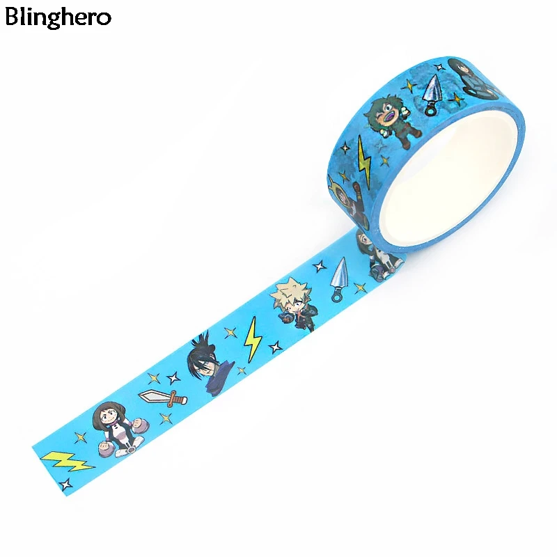 Bling hero 15 мм X 5 м My hero Academy Васи клейкие ленты крутые клейкие ленты мультфильм маскирующая лента наклейка лучший подарок для друзей детей BH0328