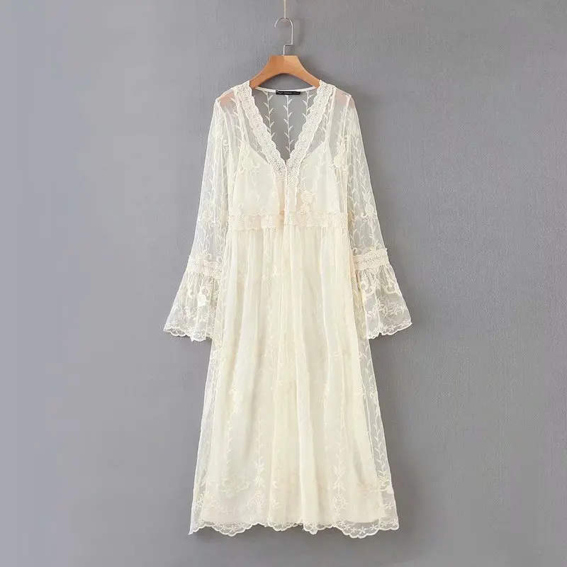 Ms HY8833 женское платье vestidos de verano летнее Новое кружевное с вышивкой и v-образным