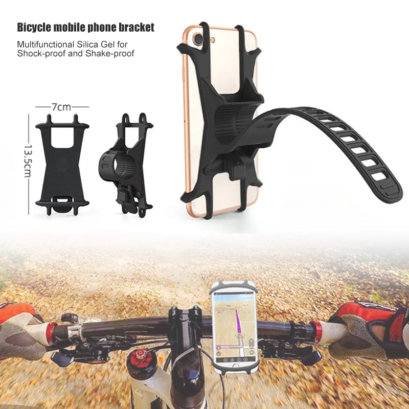 

Newly Universal Bicycle Phone Holder Handlebar Clip Holder Adjustable Silicone Shockproof Bracket SD669